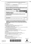 Pearson  Edexcel  2024 International  Advanced Level /Advanced Subsidiary Mathematics paper 1(Mechanics M1 ) WME01/01