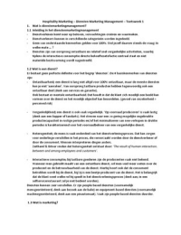 Samenvatting Hospitality Marketing hoofdstuk 1, 2 en 6