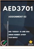 AED3701 Assignment 2 (COMPLETE ANSWERS) 2024 (607829) - DUE 18 June 2024