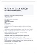 Mental Health Exam 1 Ch 1-2, 5-9 Questions and Answers