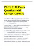 PACE 1138 Exam Questions with Correct Answers 