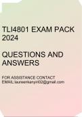 TLI4801 Exam pack 2024(Questions and answers)