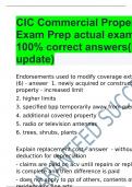 CIC Commercial Property Exam Prep actual exam with 100% correct answers(latest update)