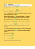 Stats GCSE Experiments Questions with 100% Correct