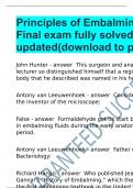 Principles of Embalming I - Final exam fully solved & updated(download to pass).
