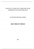 CONCEPTUAL AND PRACTICAL APPROACHES TO THE ASSESSMENT OF ACCOUNTING PRACTICES ACCOUNTING DOCTORAL SCHOOL DOCTORATE THESIS A+ 