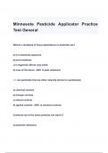 Minnesota Pesticide Applicator Practice Test General QUESTIONS & ANSWERS 2024 ( A+ GRADED 100% VERIFIED)
