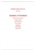 Instructor Manual With Test Bank for American Stories A History of The United States (Combined Volume) 2nd Edition By Brands Breen, Williams Gross (All Chapters, 100% Original Verified, A+ Grade)