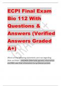 ECPI Final Exam  Bio 112 With  Questions &  Answers (Verified  Answers Graded  A+)