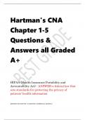 Hartman's CNA  Chapter 1-5 Questions &  Answers all Graded  A+