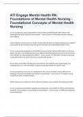  ATI Engage Mental Health RN: Foundations of Mental Health Nursing - Foundational Concepts of Mental Health Nursing well answered