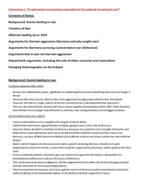 Controversy Notes: Was Germany Responsible for the outbreak of the First World War? Complete Revision Notes for Edexcel A2 From Kaiser to Fuhrer, Unit