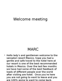 welcome meeting ideas 