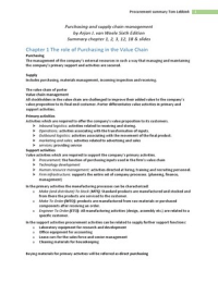 Pocurement summary Chapter 1,2,3,12,18 & slides Purchasing and supply chain management  by Arjan J. van Weele Sixth Edition