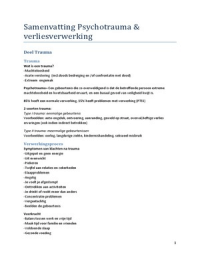 Samenvatting psychotrauma en rouwverwerking