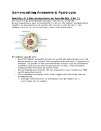 Samenvatting Anatomie & Fsyiologie Hoofdstuk 3, Hoofdstuk 19 en Hoofdstuk 20