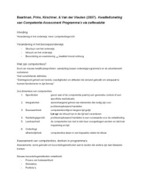 Samenvatting Kwaliteitsmeting van Competentie Assessment Programma’s via zelfevalutie