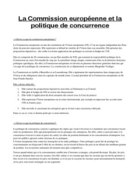 la commission européénne et la politique de concurrence