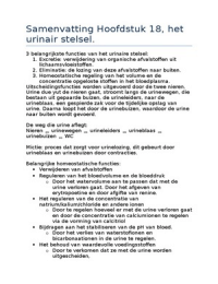 Samenvatting Anatomie & Fysiologie "urinair stelsel"