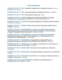 Samenvatting artikelen patiëntdemonstraties 2014/2015