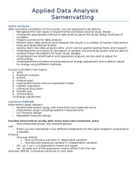 Samenvatting Colleges Applied Data Analysis 