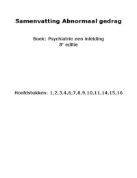 Psychiatrie een inleiding (abnormaal gedrag)