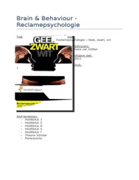 Reclamepsychologie - Geel, zwart, wit + Theorie + PPT