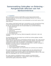 Samenvatting Aangetoonde effecten van het kantoorinterieur