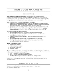 Samenvatting HRM voor Managers