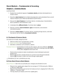 Stock Markets Summary