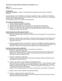 Summary Quantitative Business Analysis