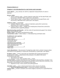 Summary Management Accounting Chapter 2, 3, 7, 8