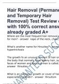 Hair Removal (Permanent and Temporary Hair Removal) Test Review exam with 100% correct answers already graded A+