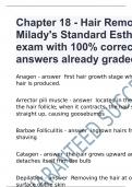 Chapter 18 - Hair Removal - Milady's Standard Esthetics exam with 100% correct answers already graded A+