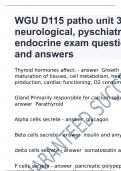 WGU D115 patho unit 3-neurological, pyschiatric, endocrine exam questions and answers