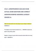 CCLE –JURISPRUDENCE 2023-2024 EXAM  ACTUAL EXAM QUESTIONS AND CORRECT  ANSWERS|VERIFIED ANSWERS |ALREADY  GRADED A+