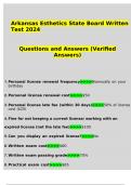 Arkansas Esthetics State Board Written Test 2024   Questions and Answers (Verified Answers)