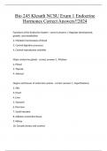 Bio 245 Klesath NCSU Exam 1 Endocrine Hormones Correct Answers!!2024