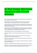 NJ Real Estate 2024 Exam Questions with Correct Answers 