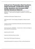 Critical Care Paramedic (Kyle Faudree's Flight Paramedic Certification) Study Guide Questions And Answers With Verified Solutions Rated A+