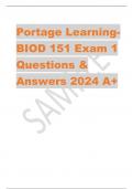 Portage LearningBIOD 151 Exam 1  Questions &  Answers 2024 A+