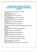 FLORIDA CIVIC LITERACY TEST 2024 QUESTIONS WITH VERIFIED ANSWERS A+ GRADED,,,Alpha