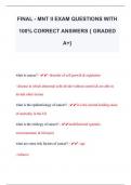 FINAL - MNT II EXAM QUESTIONS WITH  100% CORRECT ANSWERS { GRADED  A+} 