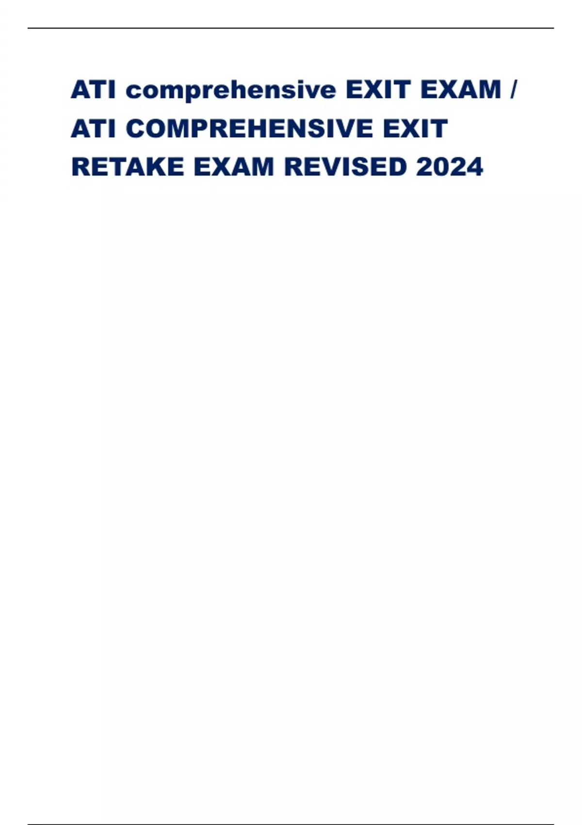 Ati Comprehensive Exit Exam Ati Comprehensive Exit Retake Exam Revised 2024 Ati 1136