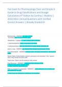 Test bank for Pharmacology Clear and Simple A  Guide to Drug Classifications and Dosage  Calculations 4th Edition by Cynthia J. Watkins | 2022/2023 |Actual Questions with Verified  Correct Answers | Already Graded A+