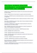 POLITICAL SCIENCE (POLITICS, GOVERNANCE, GOVERNMENT) EXAM QUESTIONS AND ANSWERS