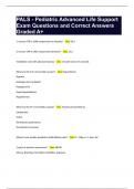 PALS - Pediatric Advanced Life Support Exam Questions and Correct Answers Graded A+