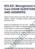 NCLEX: Management of Care EXAM QUESTIONS AND ANSWERS