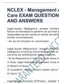 NCLEX - Management of Care EXAM QUESTIONS AND ANSWERS 2024.