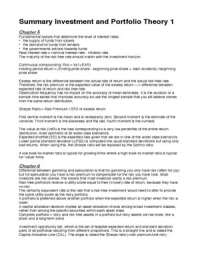 Samenvatting Investment and Portfolio Theory 1 (Engels)